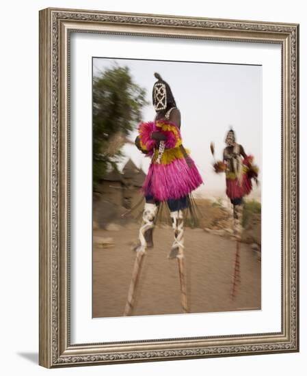 Masked Ceremonial Dogon Dancers on Stilts Near Sangha, Mali, West Africa-Gavin Hellier-Framed Photographic Print