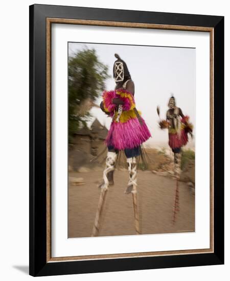 Masked Ceremonial Dogon Dancers on Stilts Near Sangha, Mali, West Africa-Gavin Hellier-Framed Photographic Print