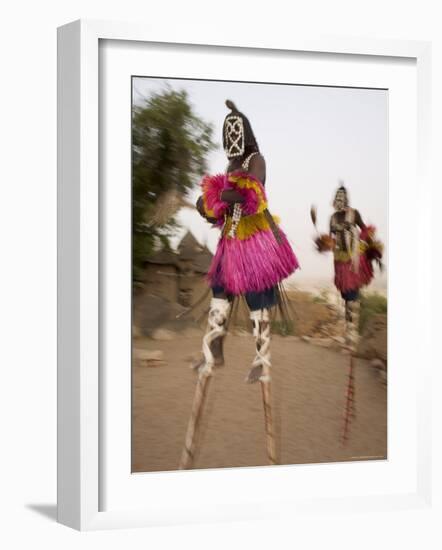 Masked Ceremonial Dogon Dancers on Stilts Near Sangha, Mali, West Africa-Gavin Hellier-Framed Photographic Print