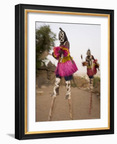 Masked Ceremonial Dogon Dancers on Stilts Near Sangha, Mali, West Africa-Gavin Hellier-Framed Photographic Print