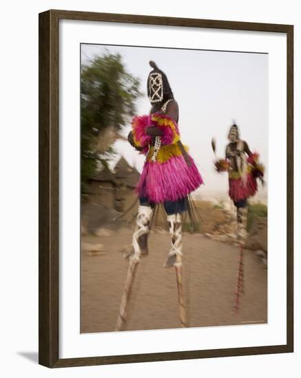 Masked Ceremonial Dogon Dancers on Stilts Near Sangha, Mali, West Africa-Gavin Hellier-Framed Photographic Print