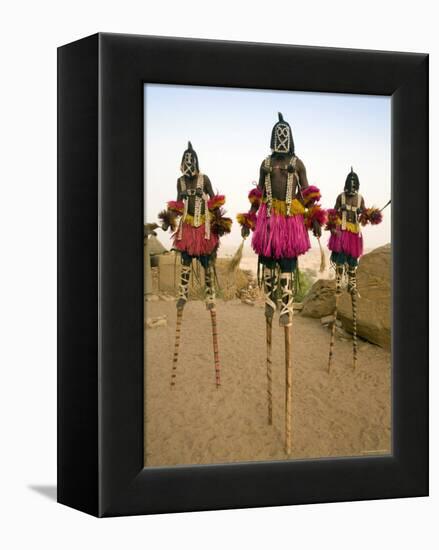 Masked Ceremonial Dogon Dancers, Sangha, Dogon Country, Mali-Gavin Hellier-Framed Premier Image Canvas