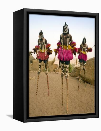 Masked Ceremonial Dogon Dancers, Sangha, Dogon Country, Mali-Gavin Hellier-Framed Premier Image Canvas