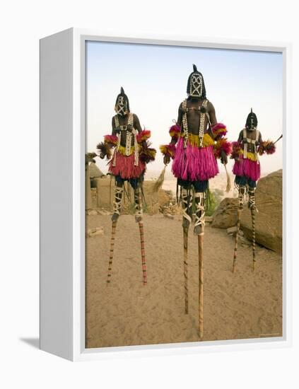 Masked Ceremonial Dogon Dancers, Sangha, Dogon Country, Mali-Gavin Hellier-Framed Premier Image Canvas