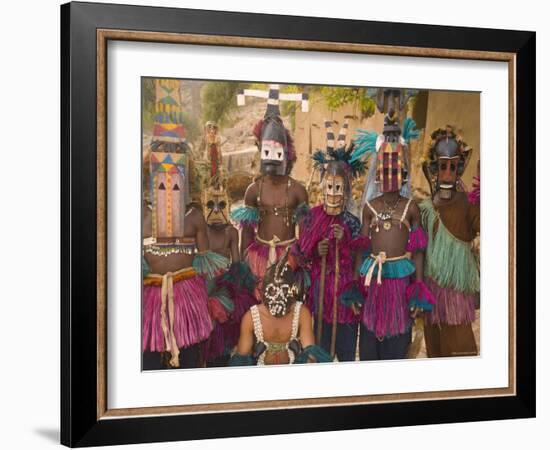 Masked Ceremonial Dogon Dancers, Sangha, Dogon Country, Mali-Gavin Hellier-Framed Photographic Print