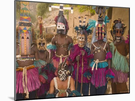 Masked Ceremonial Dogon Dancers, Sangha, Dogon Country, Mali-Gavin Hellier-Mounted Photographic Print