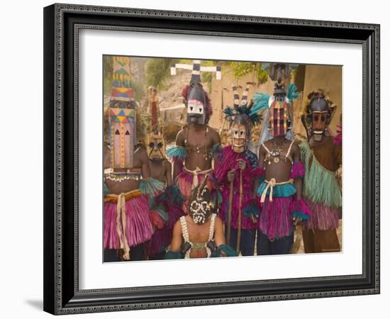 Masked Ceremonial Dogon Dancers, Sangha, Dogon Country, Mali-Gavin Hellier-Framed Photographic Print