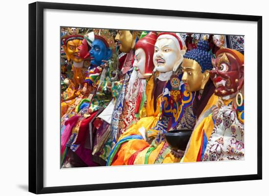 Masked Dancers at Festival, Keno Gompa Monastery, Tagong, China-Peter Adams-Framed Photographic Print