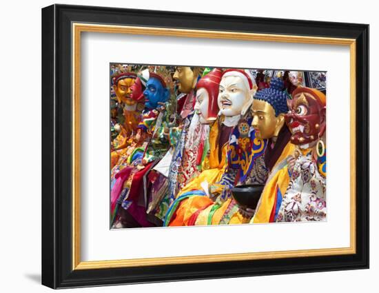 Masked Dancers at Festival, Keno Gompa Monastery, Tagong, China-Peter Adams-Framed Photographic Print