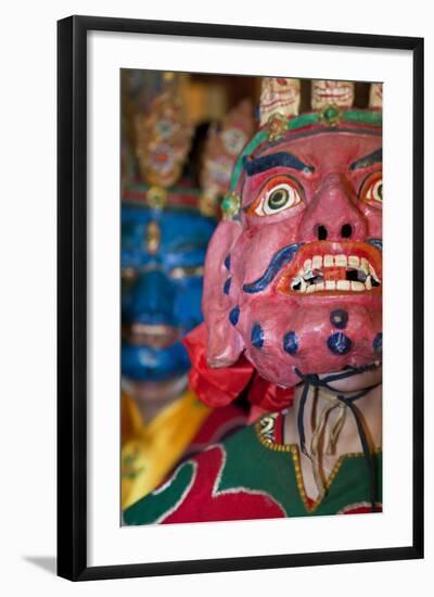 Masked Dancers at Tibetan Buddhist Monastery, Xinglong, Sichuan, China-Peter Adams-Framed Photographic Print