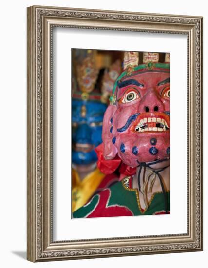 Masked Dancers at Tibetan Buddhist Monastery, Xinglong, Sichuan, China-Peter Adams-Framed Photographic Print