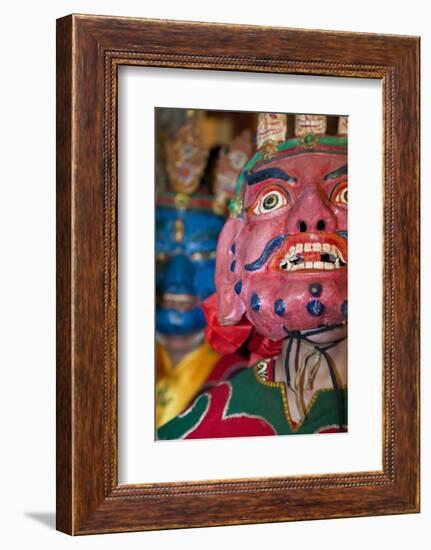 Masked Dancers at Tibetan Buddhist Monastery, Xinglong, Sichuan, China-Peter Adams-Framed Photographic Print