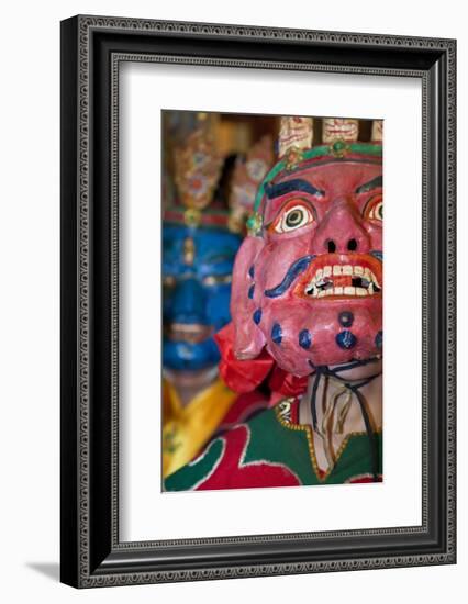 Masked Dancers at Tibetan Buddhist Monastery, Xinglong, Sichuan, China-Peter Adams-Framed Photographic Print