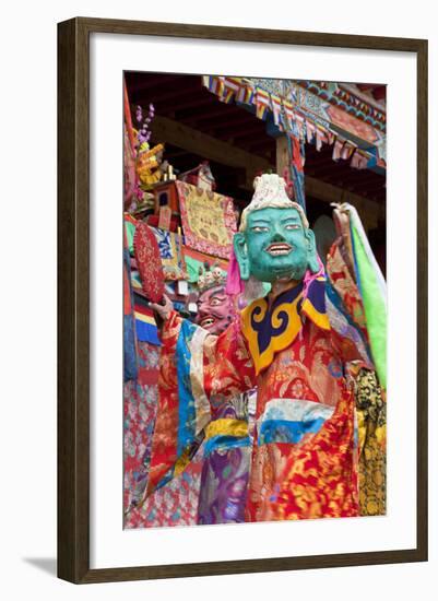 Masked Dancers at Wachuk Tibetan Buddhist Monastery, Sichuan, China-Peter Adams-Framed Photographic Print