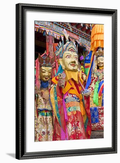 Masked Dancers at Wachuk Tibetan Buddhist Monastery, Sichuan, China-Peter Adams-Framed Photographic Print