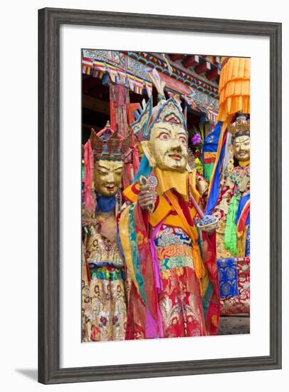 Masked Dancers at Wachuk Tibetan Buddhist Monastery, Sichuan, China-Peter Adams-Framed Photographic Print