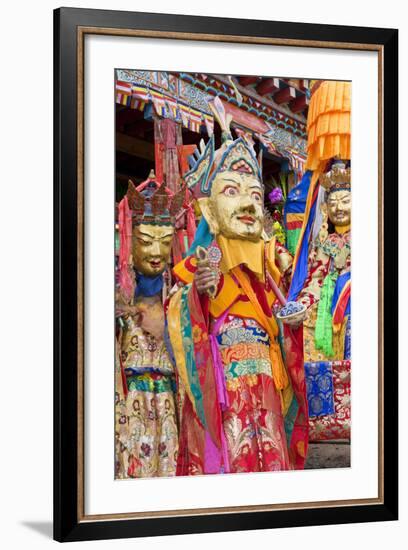 Masked Dancers at Wachuk Tibetan Buddhist Monastery, Sichuan, China-Peter Adams-Framed Photographic Print