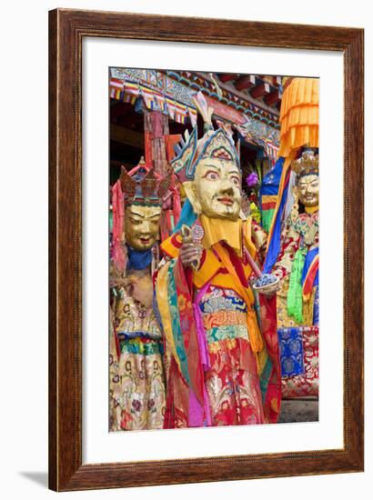 Masked Dancers at Wachuk Tibetan Buddhist Monastery, Sichuan, China-Peter Adams-Framed Photographic Print