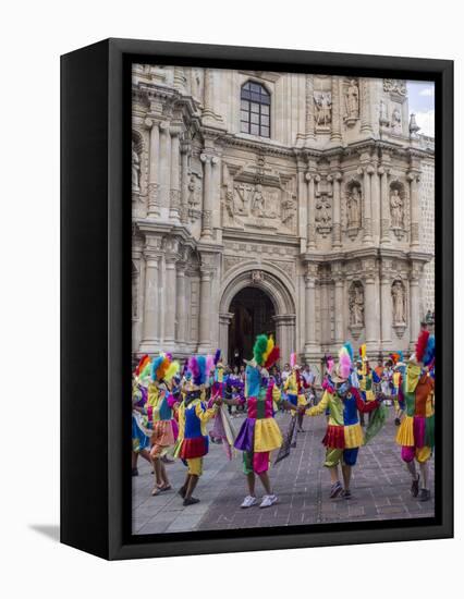 Masked dancers, Fiesta de la Virgen de la Soledad, Basilica of Our Lady of Solitude, Oaxaca, Mexico-Melissa Kuhnell-Framed Premier Image Canvas