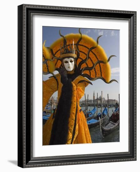 Masked Face and Costume at the Venice Carnival, Venice, Italy-Christian Kober-Framed Photographic Print