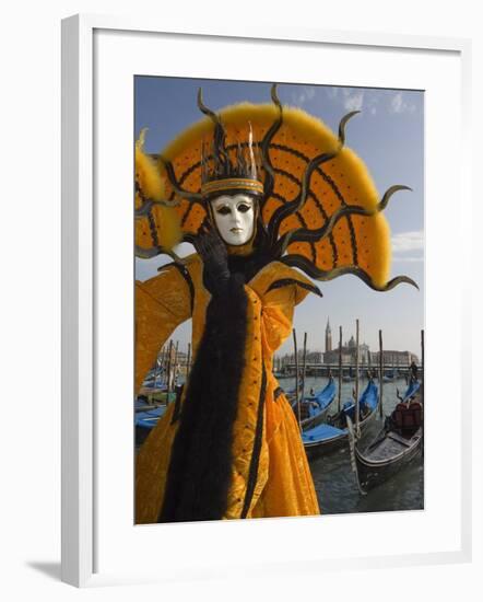 Masked Face and Costume at the Venice Carnival, Venice, Italy-Christian Kober-Framed Photographic Print