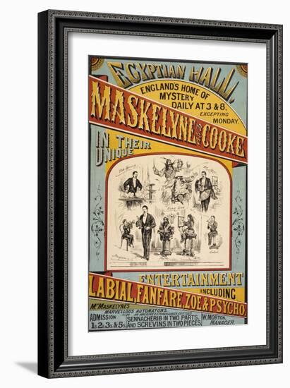 Maskelyne and Cooke's Entertainment at the Egyptian Hall in 1879. England's Home Of Mystery-Henry Evanion-Framed Giclee Print