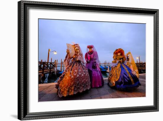 Masks and Costumes at St. Mark's Square During Venice Carnival, Venice, Veneto, Italy, Europe-Carlo Morucchio-Framed Photographic Print