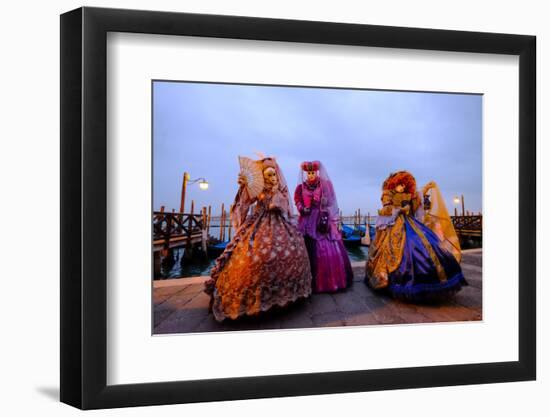 Masks and Costumes at St. Mark's Square During Venice Carnival, Venice, Veneto, Italy, Europe-Carlo Morucchio-Framed Photographic Print