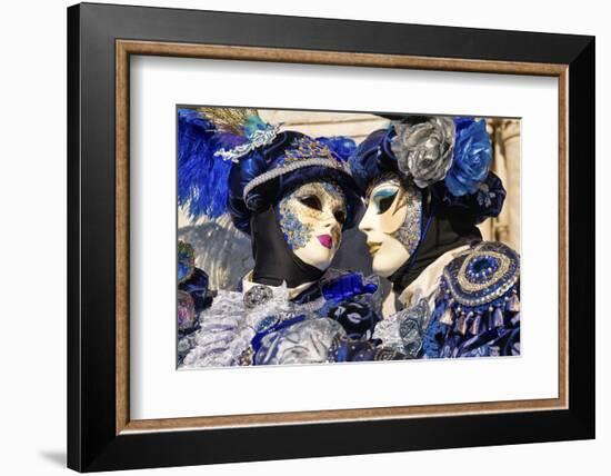 Masks at the Venice Carnival in St. Mark's Square, Venice, Veneto, Italy, Europe-Marco Brivio-Framed Photographic Print