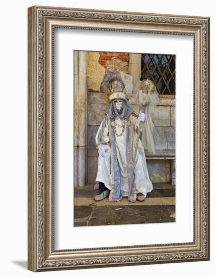 Masks at the Venice Carnival in St. Mark's Square, Venice, Veneto, Italy, Europe-Marco Brivio-Framed Photographic Print