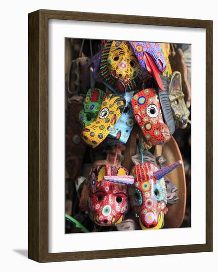 Masks, Handicraft Market, Antigua, Guatemala, Central America-Wendy Connett-Framed Photographic Print