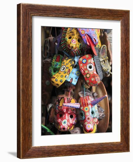 Masks, Handicraft Market, Antigua, Guatemala, Central America-Wendy Connett-Framed Photographic Print