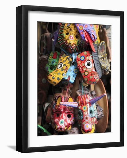 Masks, Handicraft Market, Antigua, Guatemala, Central America-Wendy Connett-Framed Photographic Print