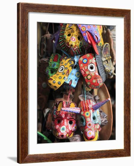 Masks, Handicraft Market, Antigua, Guatemala, Central America-Wendy Connett-Framed Photographic Print