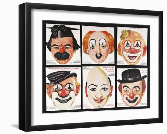 Masks of Famous Clowns, Kellogg Company of Great Britain-null-Framed Giclee Print