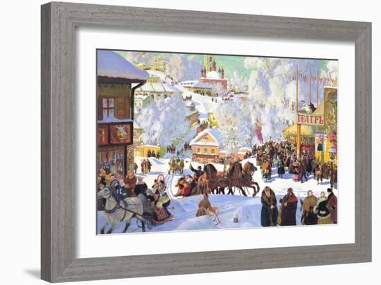 Maslanitsa; Shrovetide-Boris Kustodiyev-Framed Art Print