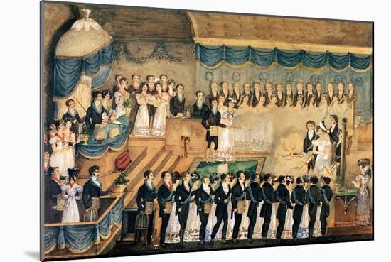 Masonic Initiation Ceremony of a Lady Freemason, Early 19th Century-null-Mounted Giclee Print