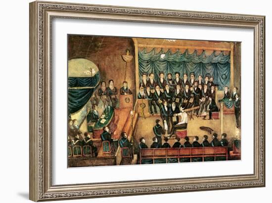 Masonic Initiation Ceremony of a Male Freemason, Early 19th Century-null-Framed Giclee Print