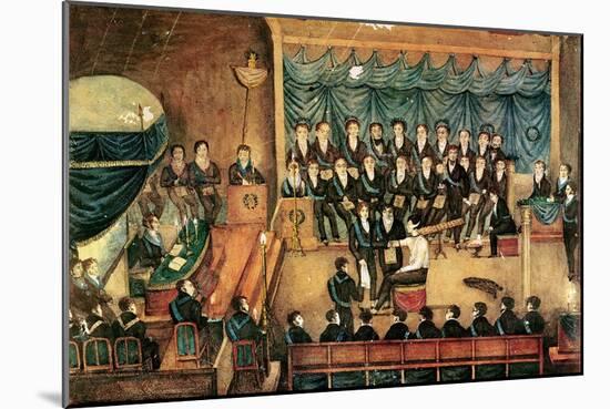 Masonic Initiation Ceremony of a Male Freemason, Early 19th Century-null-Mounted Giclee Print