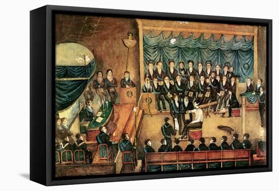 Masonic Initiation Ceremony of a Male Freemason, Early 19th Century-null-Framed Premier Image Canvas