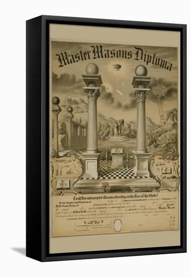 Masonic Symbols - Master Masons Diploma-Bishop-Framed Stretched Canvas