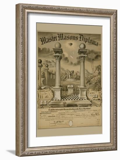 Masonic Symbols - Master Masons Diploma-Bishop-Framed Premium Giclee Print