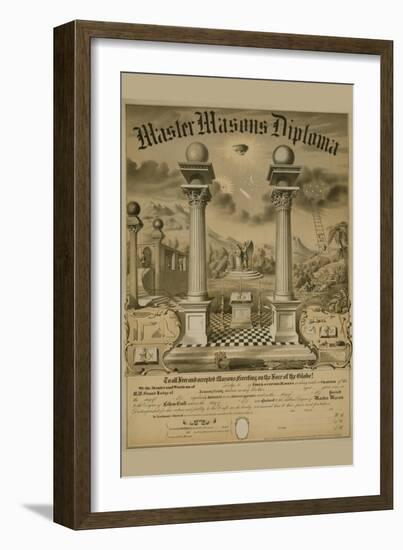 Masonic Symbols - Master Masons Diploma-Bishop-Framed Premium Giclee Print