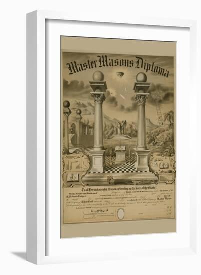 Masonic Symbols - Master Masons Diploma-Bishop-Framed Premium Giclee Print