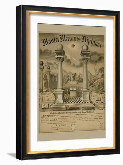 Masonic Symbols - Master Masons Diploma-Bishop-Framed Premium Giclee Print