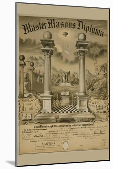 Masonic Symbols - Master Masons Diploma-Bishop-Mounted Art Print