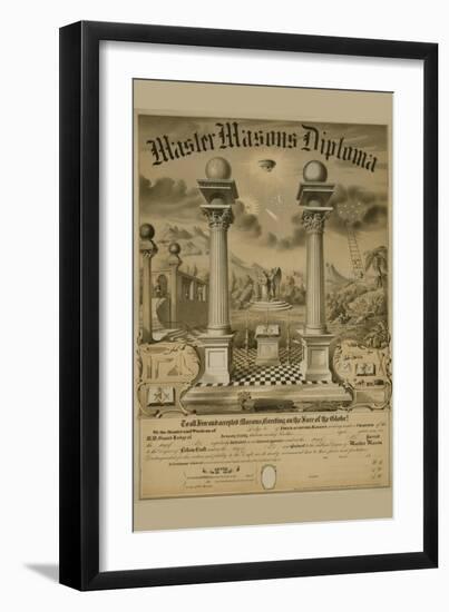 Masonic Symbols - Master Masons Diploma-null-Framed Art Print