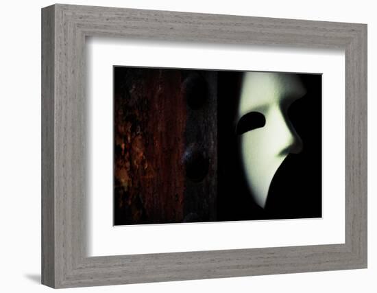 Masquerade - Phantom of the Opera Mask on Rusty Bridge Column-passigatti-Framed Photographic Print