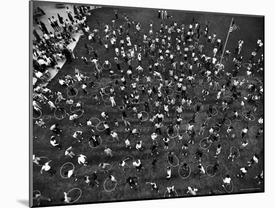 Mass Hula Hoop "Hoopla" is Performed by Children on Brookside Swim Club Lawn While Mothers Look On-Ralph Morse-Mounted Photographic Print