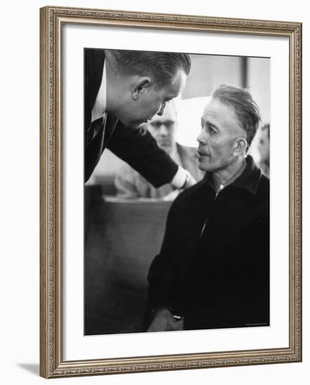 Mass Murderer Ed Gein Getting Advice from His Lawyer, William Belter Waushara County-Francis Miller-Framed Premium Photographic Print